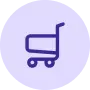 Ícono de carrito de compras en color morado sobre fondo lila