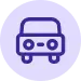 Ícono de automóvil en color morado sobre fondo lila claro